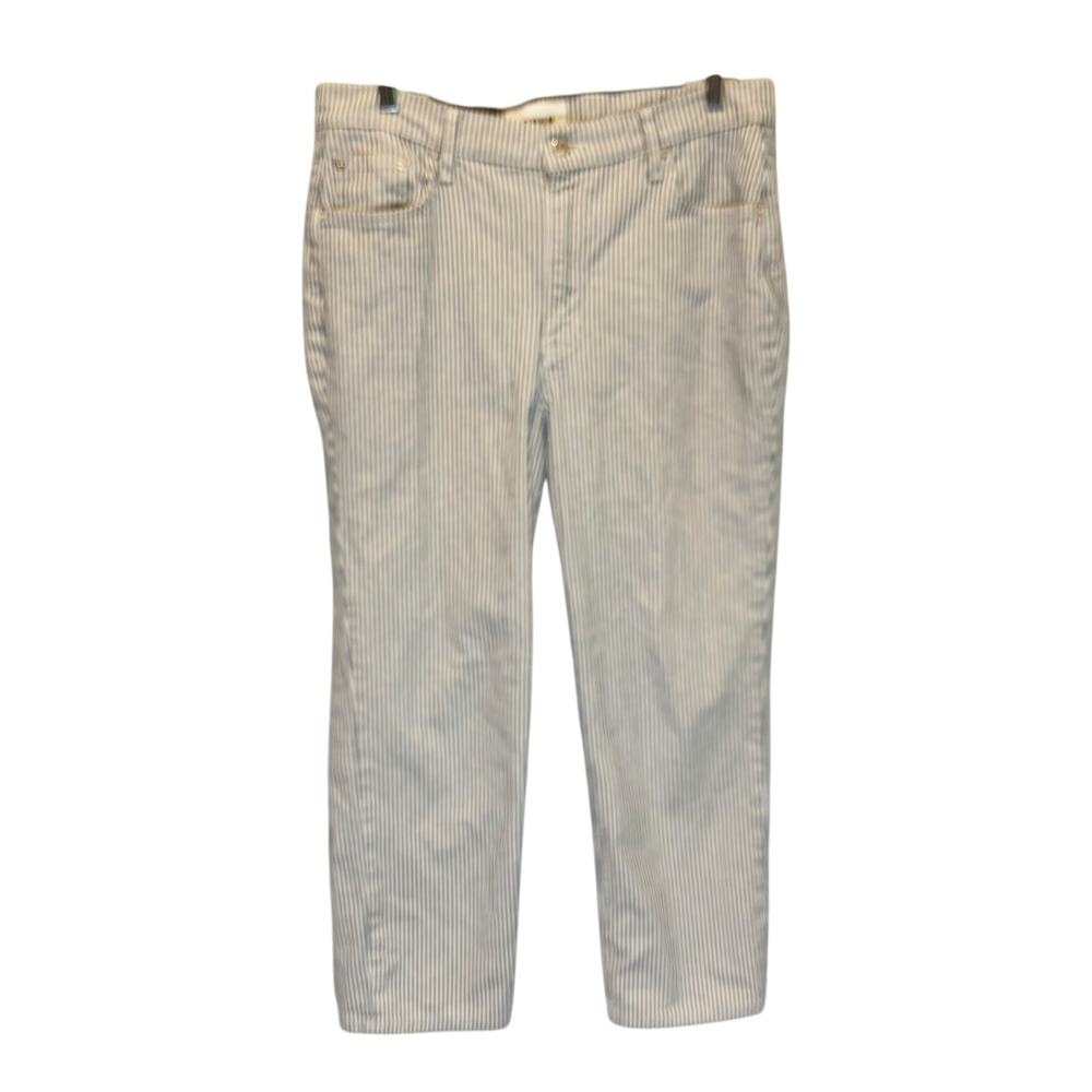 Boden Blue & White Striped Straight Leg Cropped Denim Pants - size 31